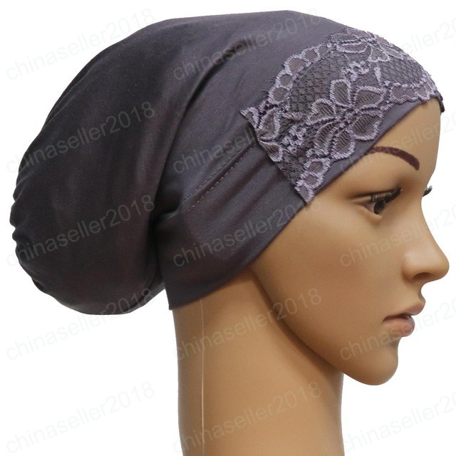 Women Muslim Inner Cap Under Scarf Islamic Patchwork Turban Hats Hijab Headwear Wrap Lace Bonnet Hair Loss Arab Islamic Beanie