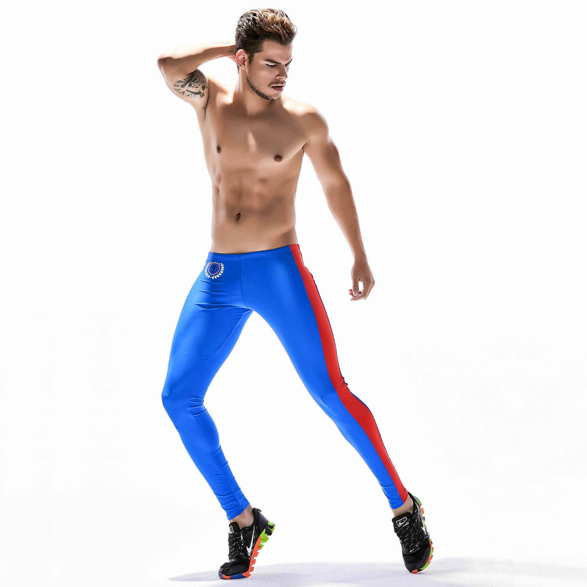Running Tights Elastic Skinny Leggings Sport Leggings for Man Ankle Length Compression Pants Mens Compression Running Tights Runni