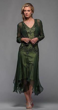Chic Two Pieces Mother Of The Bride Dress 2023 With Jacket V Neck Tea Length Chiffon Beaded Midi Mom Evening Dresses Elegant Wedding Guest Party Wear 