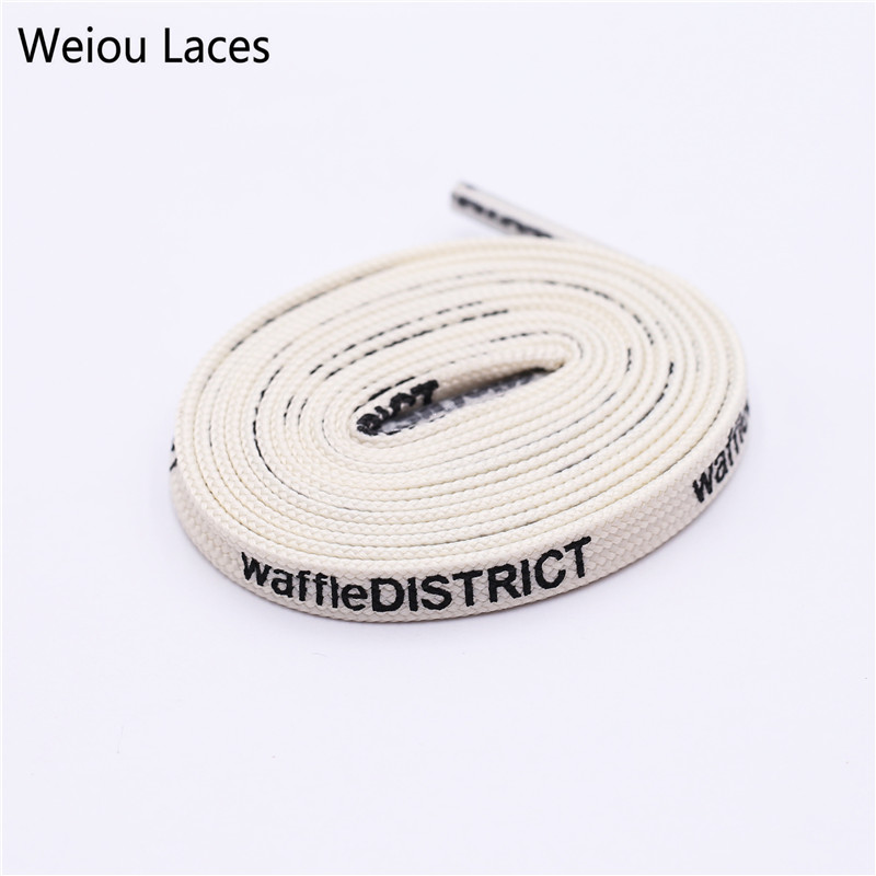 Weiou Brand New 7mm Double-sided Printing Shoelace Extra Long Shoestring Sports Clothing Drawstring Beige Flat Laces