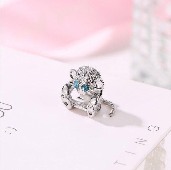 Fits Bracelets 20Pcs Cartoon Monkey Silver Charm Bead Loose Beads For Wholesale Diy European Sterling Jewelry Marking Charm Women