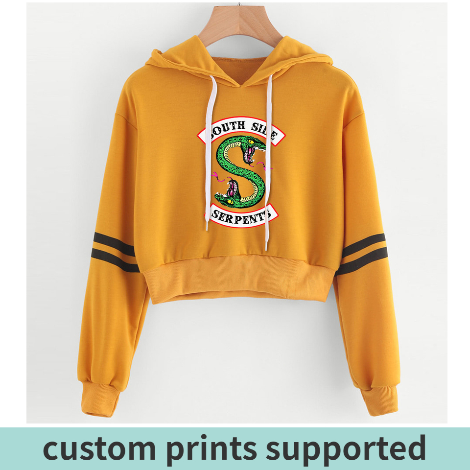 Southside New Women sexy Lovely crop top hoodies Serpent Print harajuku hot sale casual hoodies sweatshirts plus size, Black