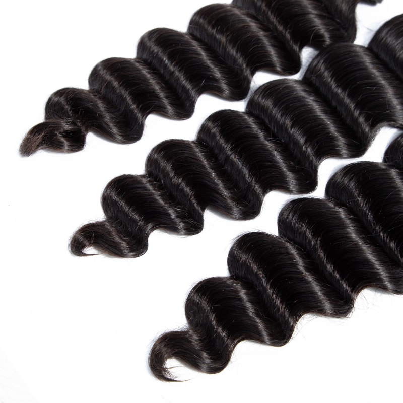 Brazilian Human Hair Extensions Loose Deep 6 Bundles Double Wefts Yirubeauty Natural Color Curly 10-30inch