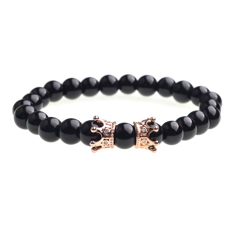 Double Crown Bracelet Beads Bracelet King Queen Luxury Charm Couple Jewelry Christmas Gift Lady Men