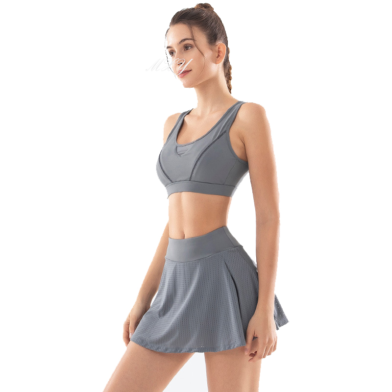 Women Solid Color Sexy Running Yoga Set Beauty Back Bra High Waist Hip Sports Short Skirt Running 2-piece Fitness Yoga Sport Set, Gray
Women Solid Color Sexy Running Yoga Set Beauty Back Bra High Waist Hip Sports Short Skirt Running 2-piece Fitness Yoga Sport Set, Gray