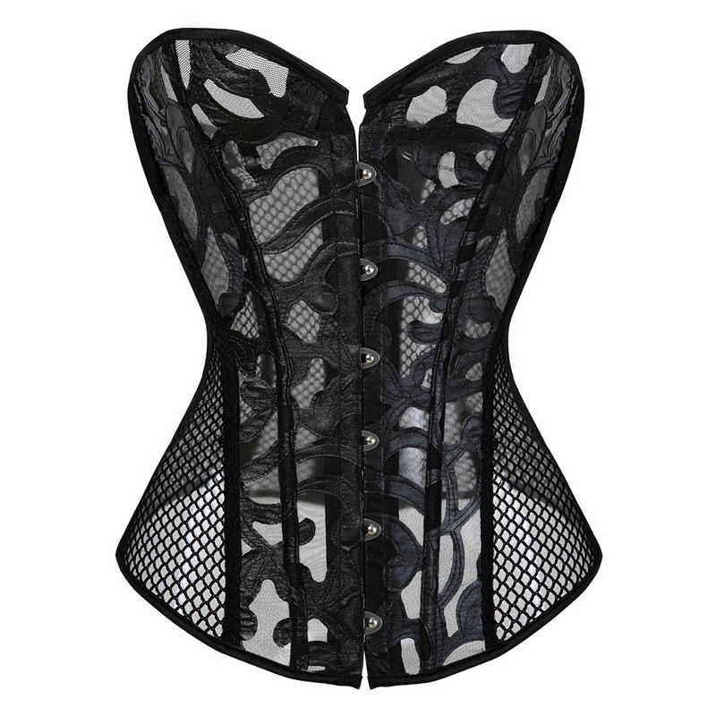 Plus Size Lace Mesh Corset Bustier S-6XL Black White Ultra Light-weight Hollow-out Fish Net Back Overbust Corselet No Ruffle Trim
Plus Size Lace Mesh Corset Bustier S-6XL Black White Ultra Light-weight Hollow-out Fish Net Back Overbust Corselet No Ruffle Trim