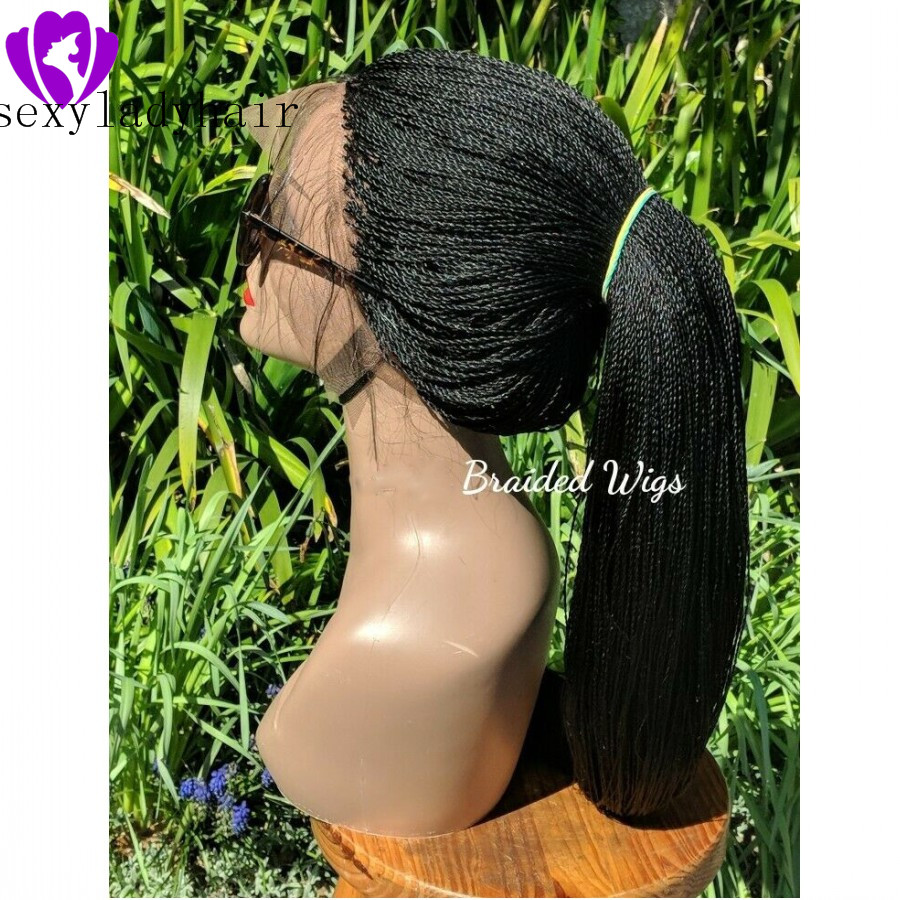 Micro Braided Lace Front Wigs Synthetic Hair for Black Women African American Braids Havana Twist Wig