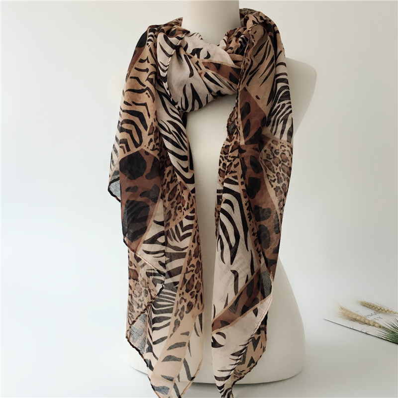 New Design leopard Long scarf women scarves voile animals print Cotton loop Scarf ring woman Shawls