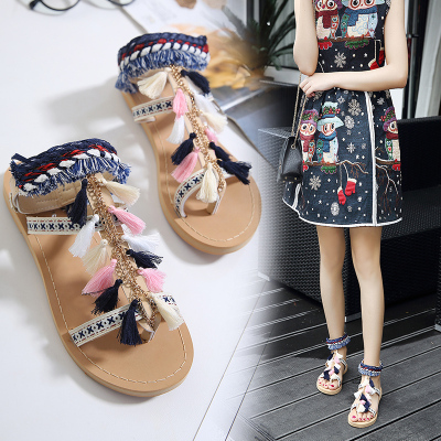 Embroidered sandals 2020 summer new retro tassel comfortable flat bottom national style Rome flat heel student women's shoes, Sky blue
Embroidered sandals 2020 summer new retro tassel comfortable flat bottom national style Rome flat heel student women's shoes, Sky blue