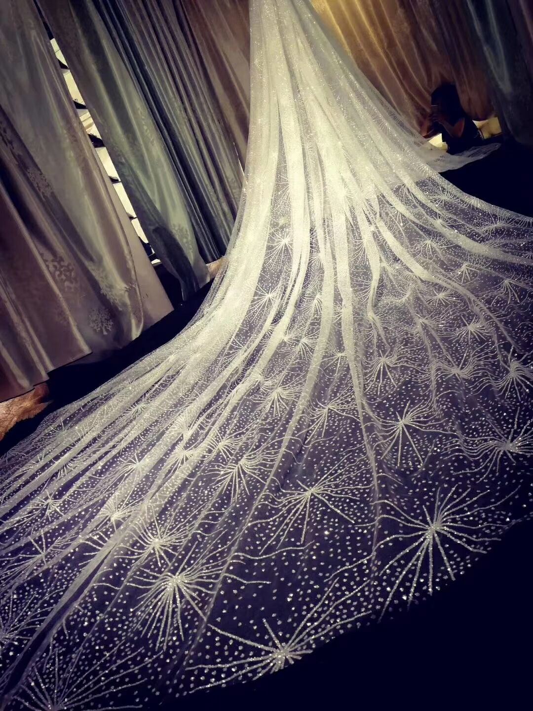 2019 Sparkly Bling Bling Bridal Veil Cathedral Train 3 METERS Luxury Shiny Wedding Party Bridal Veil White Champagne