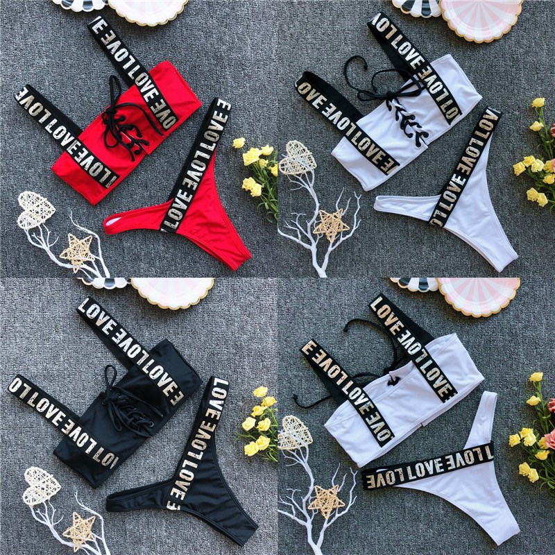 ZTVitality Swimwear Women Sexy Letter Straps Patchwork Across Bandage Bikini 2020 New Arrival Beachwear Low Waist Swimsuit -L, Black
ZTVitality Swimwear Women Sexy Letter Straps Patchwork Across Bandage Bikini 2020 New Arrival Beachwear Low Waist Swimsuit -L, Black