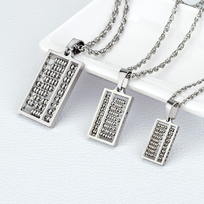 Charm Abacus Pendant Necklace 18K Gold Plated Stainless Steel Men Women Lover Couple Jewelry