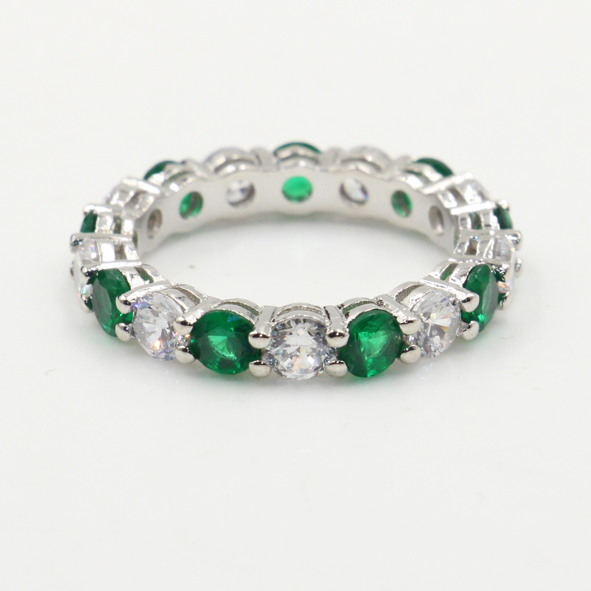 Size 5-10 Drop Shipping High Quality Luxury Jewelry 925 Sterling Silver Emerald Gemstones CZ Diamond Lucky Wedding Engagement Band Ring Set