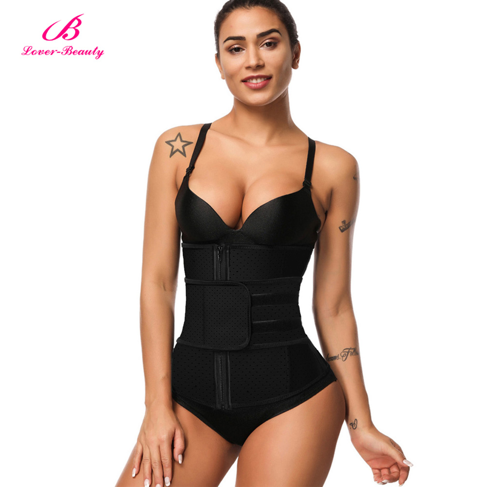 Lover Beauty Waist Trainer Tummy Trimmer Zipper Latex Cincher Fitness Corset Breathable Slimming Abdominal Belt