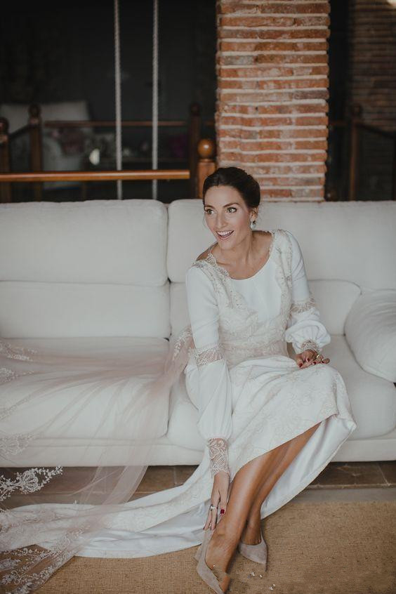 country a line boho wedding dresses long sleeve lace back custom make bohemian loose bridal wedding gowns