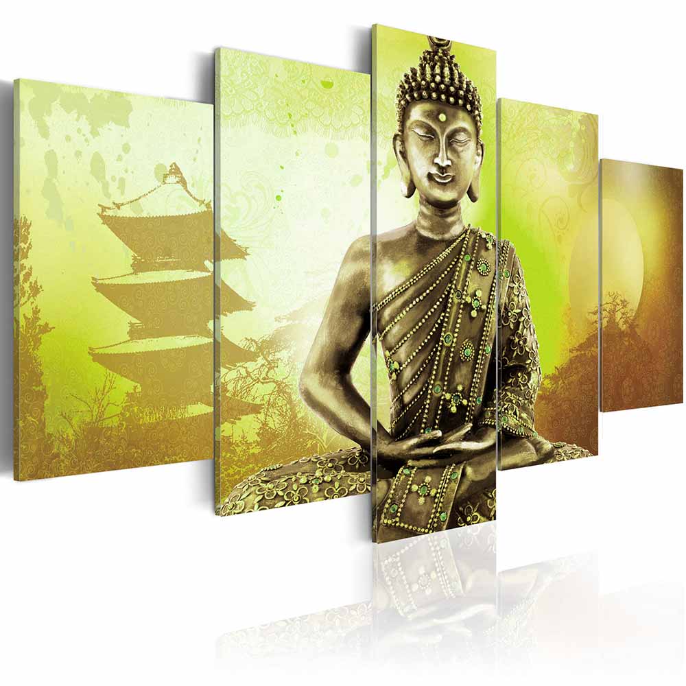 5 Panel Abstract Printed Buddha Painting Canvas Wall Art Home Decor Buddha Picture For Living Room Unframed