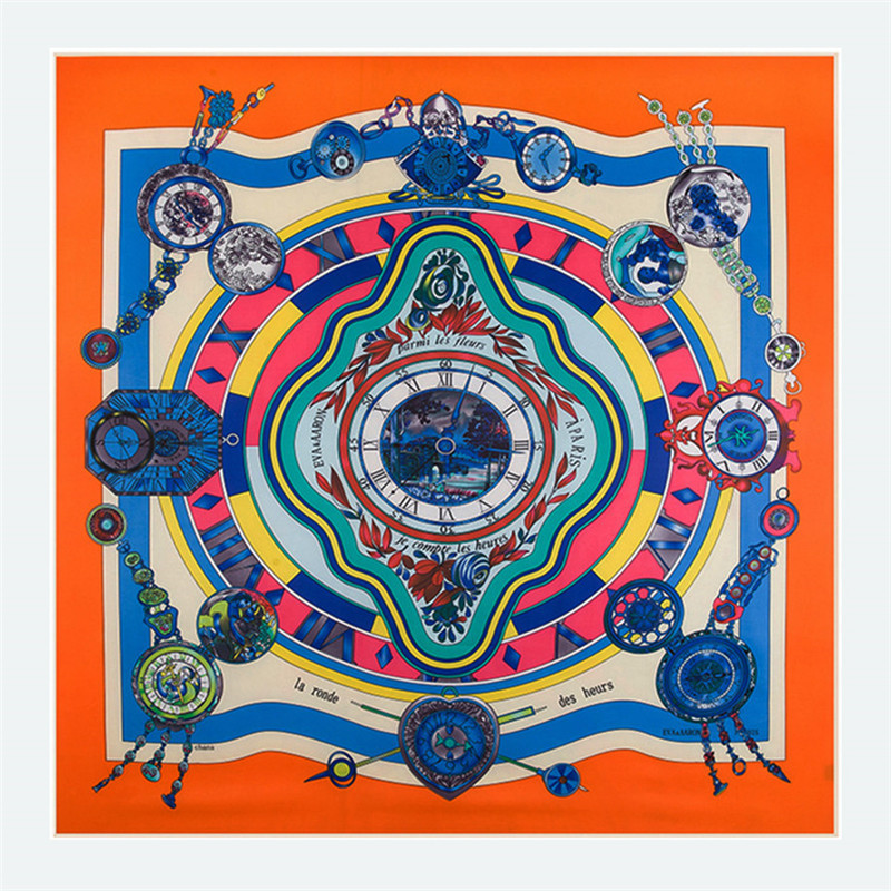 130*130cm Vintage Women 100% Real Silk Scarf Shawls Large Bufandas Twill Silk Square Shawls&Wraps Gifts