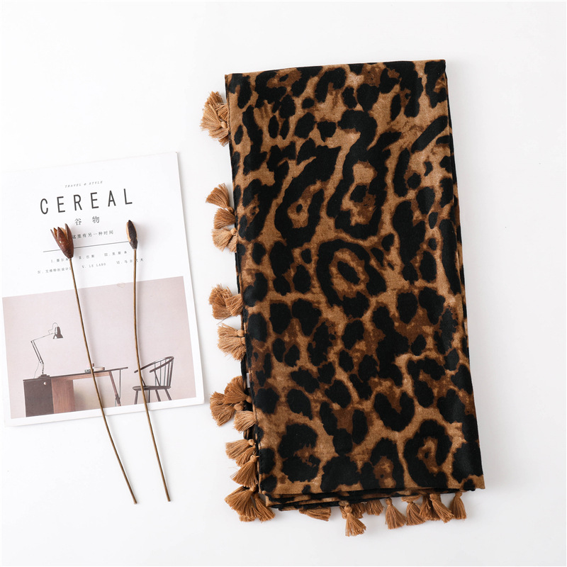 scarf women Square 2020 scarf women leopard polka dots fringe viscose shawl scarf For Women Neckerchief Fashion
