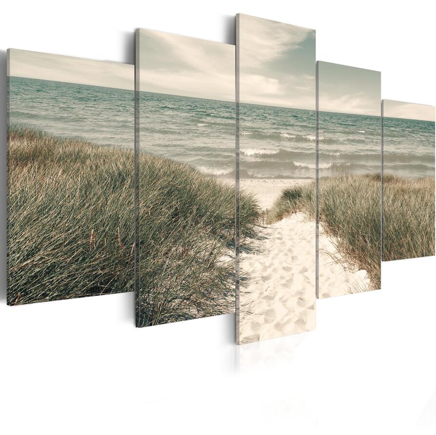(No Frame)Modern Scenic Beach Grassland Canvas Print Modern Art Painting Fashion Design for Home Decoration, Choose Color & Size