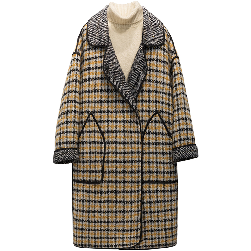 Spring Long Wool Jacket 2019 New Korean Lapel Loose Jacket Overcoat Woman V-neck Drop-shoulder Loose Winter Plaid Wool Coat, Yellow
Spring Long Wool Jacket 2019 New Korean Lapel Loose Jacket Overcoat Woman V-neck Drop-shoulder Loose Winter Plaid Wool Coat, Yellow