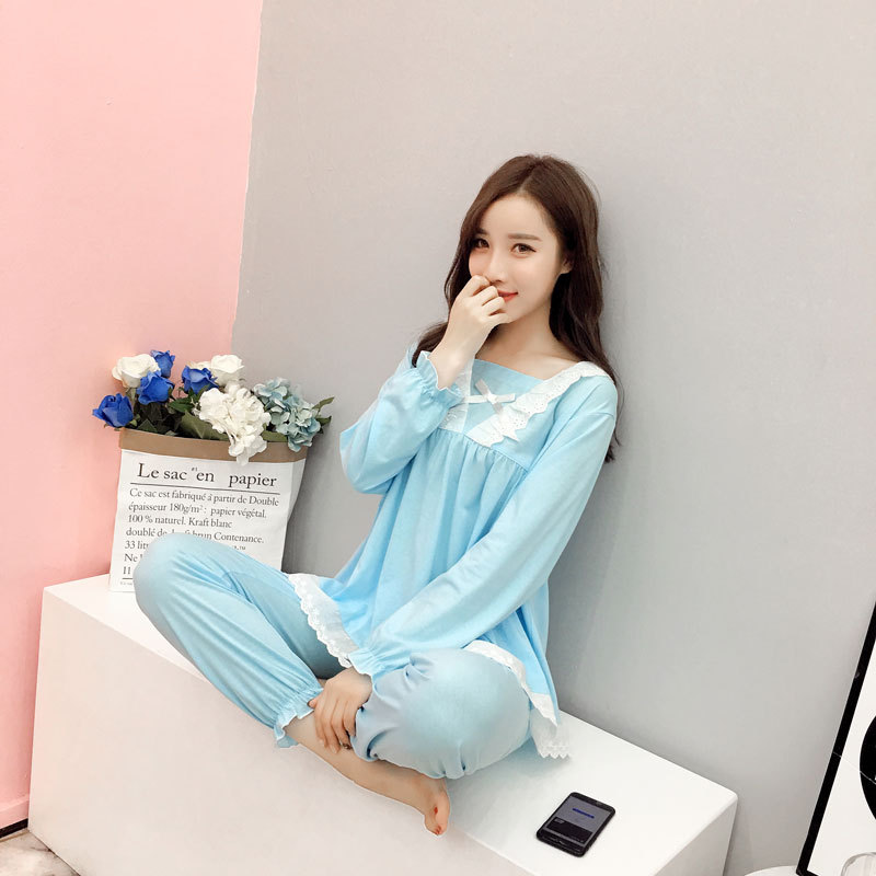 SWT 2020 Women's Pajamas Spring and Autumn New Pure Cotton Long-sleeved Lace Lovely Girl Korean Version of The Home Clothes Suit, Pink
SWT 2020 Women's Pajamas Spring and Autumn New Pure Cotton Long-sleeved Lace Lovely Girl Korean Version of The Home Clothes Suit, Pink