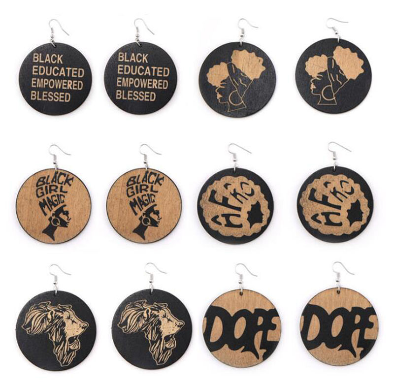 African Fashion Letter Pattern Wooden Earrings Geometric Round Wood Charm Pendant Dangle Fish Hoop Earrings Eardrop For Women Lady, Silver
African Fashion Letter Pattern Wooden Earrings Geometric Round Wood Charm Pendant Dangle Fish Hoop Earrings Eardrop For Women Lady, Silver