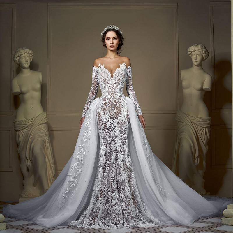Off Shoulder Long Sleeves Wedding Dress 2020 Mermaid Detachable Tail Bridal Gown Lace Appliques Sweetheart Illusion Back Button, Same as image
Off Shoulder Long Sleeves Wedding Dress 2020 Mermaid Detachable Tail Bridal Gown Lace Appliques Sweetheart Illusion Back Button, Same as image