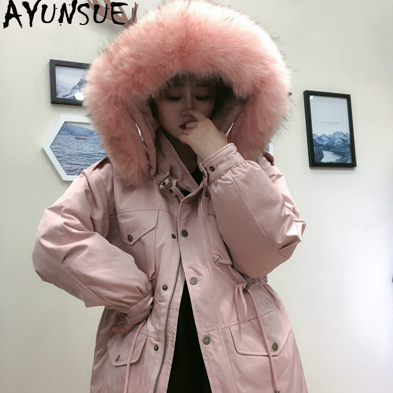 AYUNSUE Winter Women' Down Jacket Hooded White Duck Down Coat Female Jacket Fashion Big Fur Collar Chaquetas De Mujer KJ2820, Beige
AYUNSUE Winter Women' Down Jacket Hooded White Duck Down Coat Female Jacket Fashion Big Fur Collar Chaquetas De Mujer KJ2820, Beige