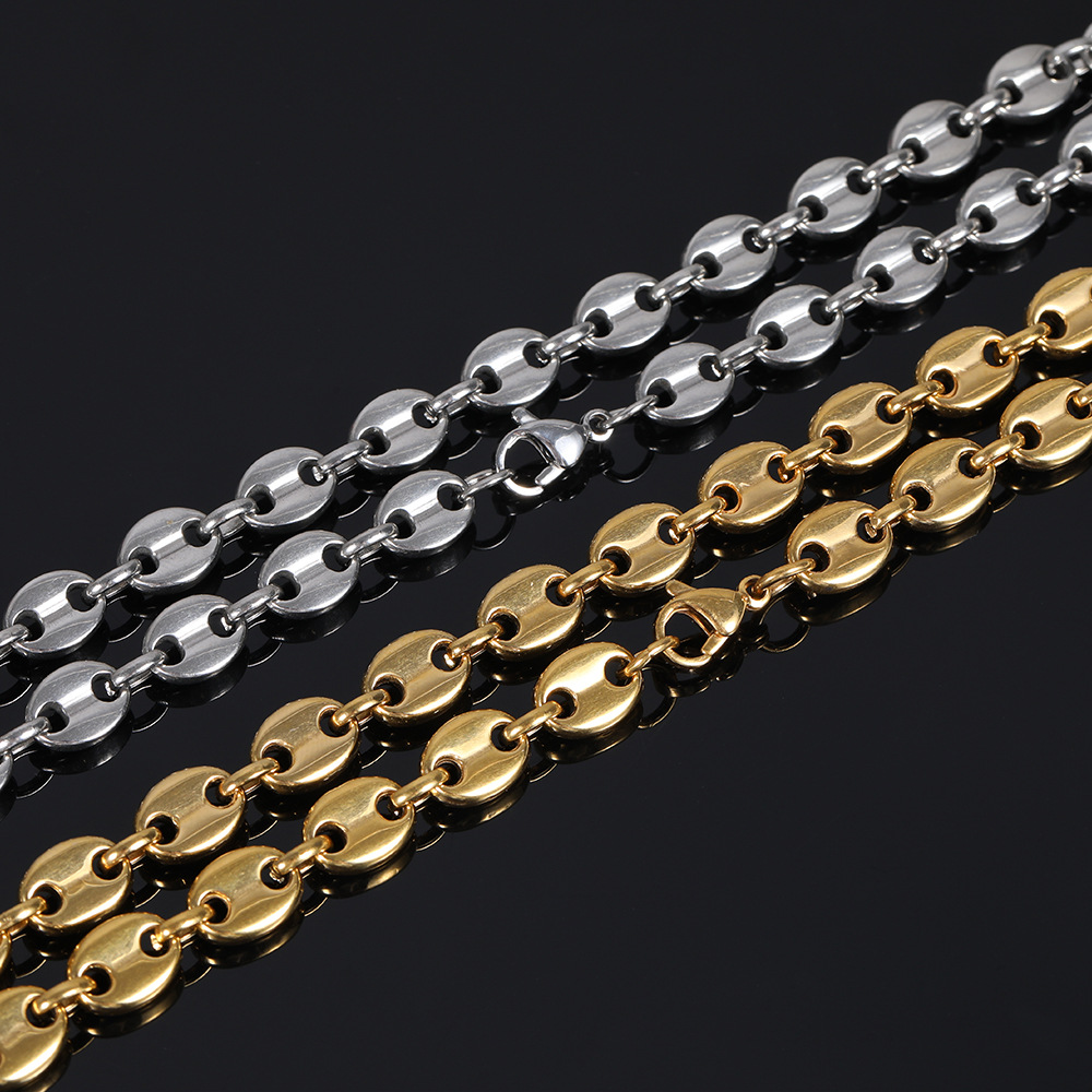 7-9inch Hip Hop Handcuffs Shape Chain Bracelets Stainless Steel 18K Gold Plated Coffee Beans Links