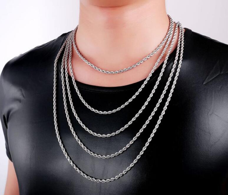 18K 6mm Real Plated Stainless Steel Rope Chain Necklace for Men Gold Chains Fashion Jewelry Gift