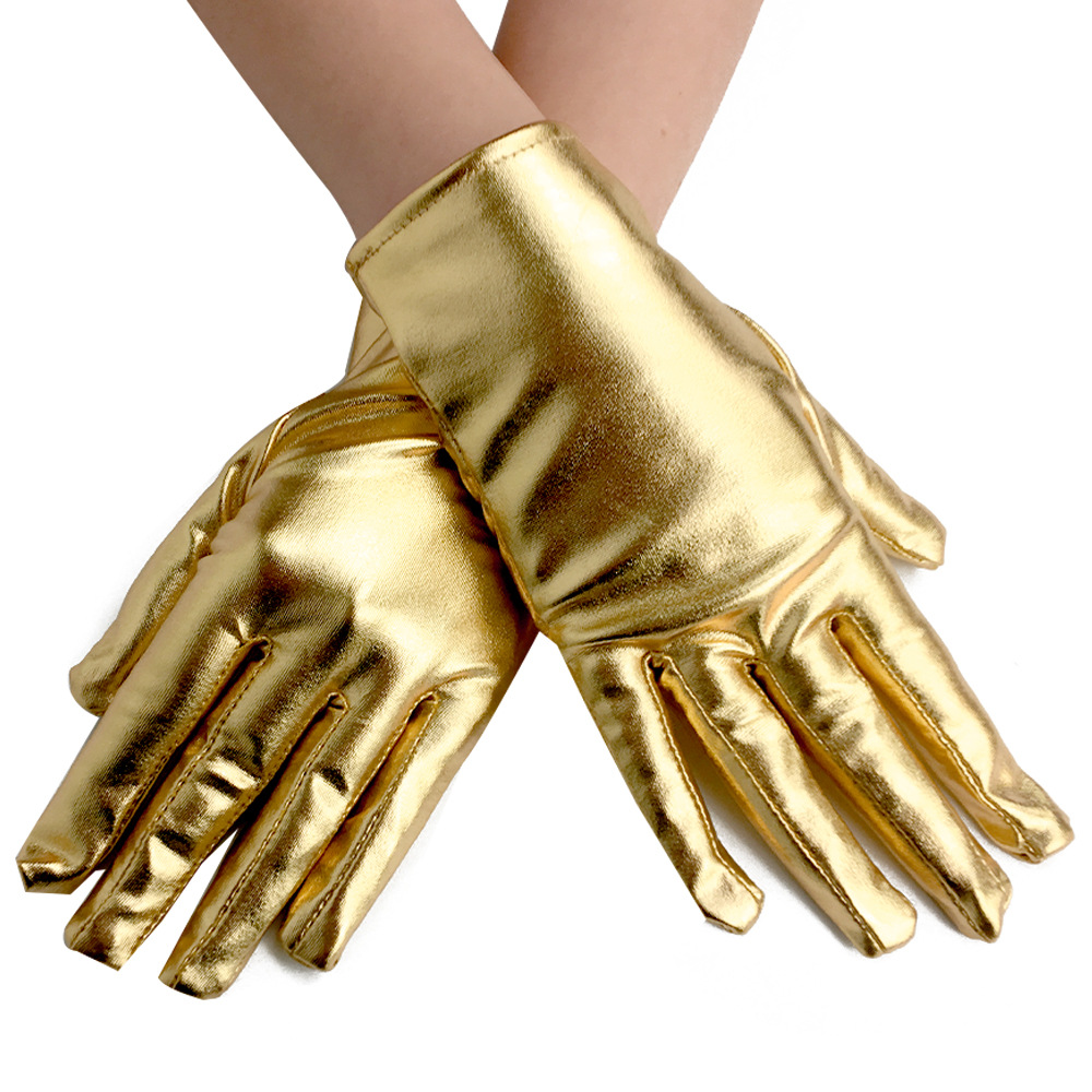 Wet Look PVC Gloves Gothic Gloves Women Sexy Short Five Fingers Gold Color Adult Evening Gloves от DHgate WW