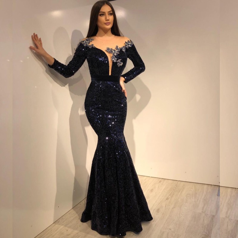 Aso Ebi 2020 Arabic Dark Navy Mermaid Evening Dresses Lace Beaded Sequined Prom Dress Sheer Neck Sexy Formal Party Wear, White
Aso Ebi 2020 Arabic Dark Navy Mermaid Evening Dresses Lace Beaded Sequined Prom Dress Sheer Neck Sexy Formal Party Wear, White