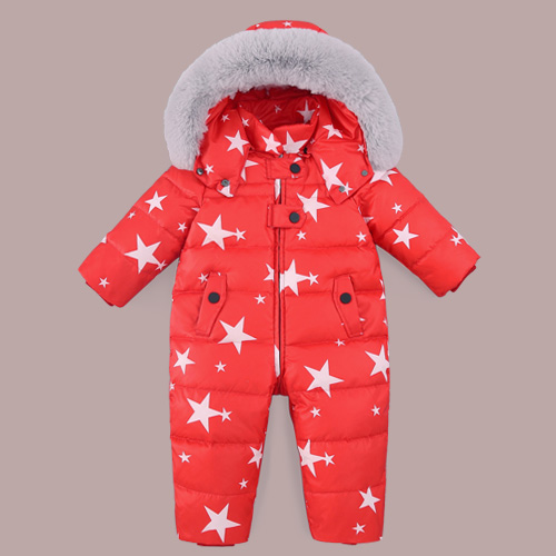 Baby Romper Winter Girl Boy Snowsuit Thermal Duck Down Fur Hooded Jumpsuit Newborn Kids Winter Climb Clothes Ski Suit Overalls