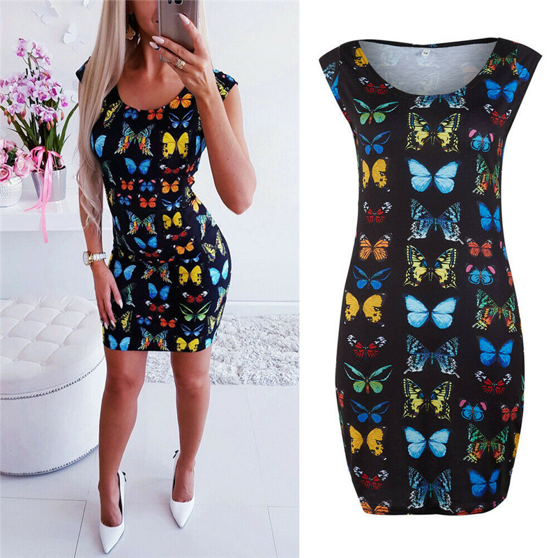 Women Dresses Sleeveless butterfly Print Slim Slim Bodycon Dress Party Pencil Mini Dress, Black
Women Dresses Sleeveless butterfly Print Slim Slim Bodycon Dress Party Pencil Mini Dress, Black