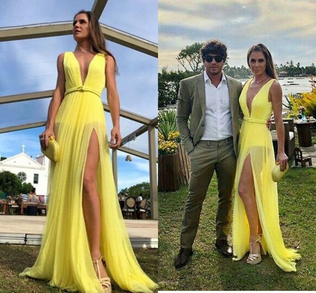 Yellow Boho Summer Beach Cheap Long Party Dresses Deep V Neck A Line Chiffon Long Prom Party Evening Gowns with High Split Women Dress, Same as picture
Yellow Boho Summer Beach Cheap Long Party Dresses Deep V Neck A Line Chiffon Long Prom Party Evening Gowns with High Split Women Dress, Same as picture
