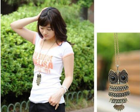 New necklace, fashionable and popular in Europe and America, retro owl necklace, sweater chain wl1077