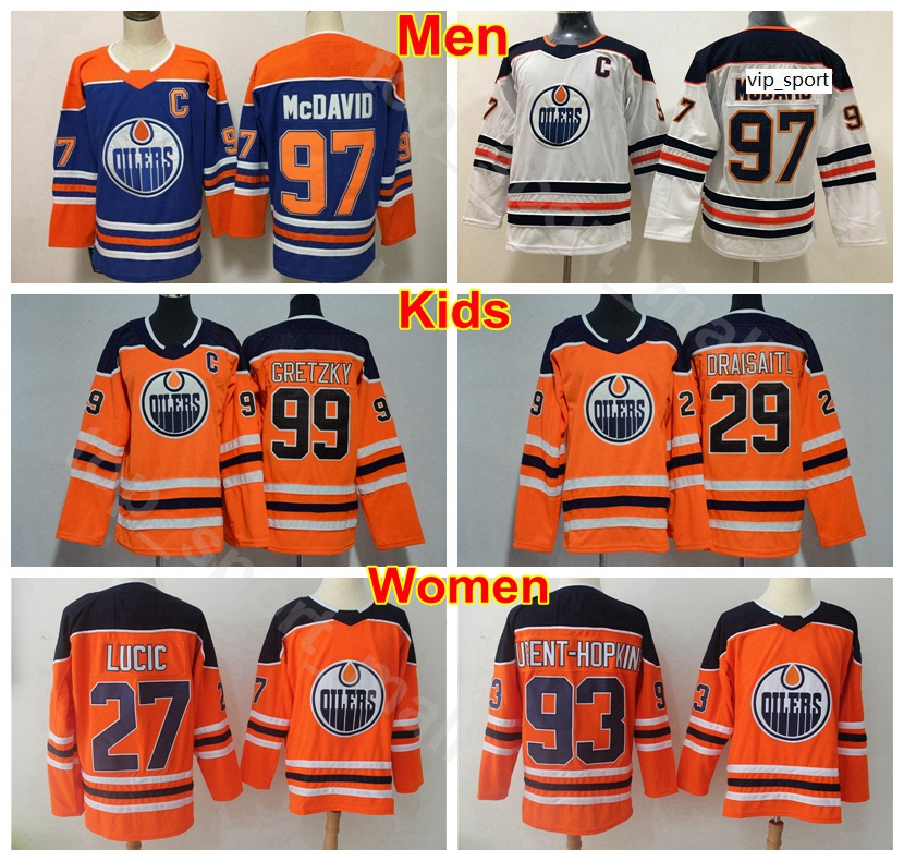 

Women Connor McDavid Jersey 97 Youth Edmonton Oilers Hockey 99 Wayne Gretzky 29 Leon Draisaitl Milan Lucic Ryan Nugent-Hopkins, Black;red