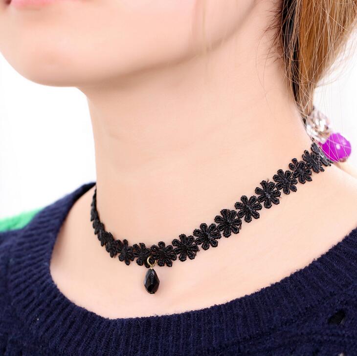 Gothic choker collar necklace women's lace necklace clavicle chain DJN220 mix order Chokers jewelry