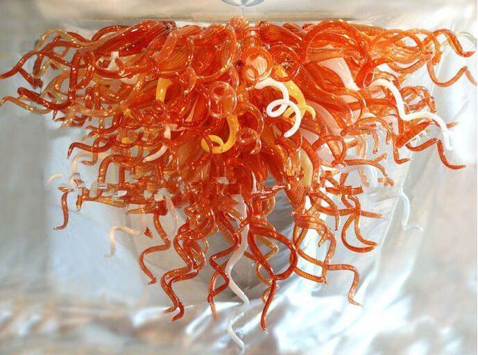 Lampes marocaines Lustres en cristal orange Lampe suspendue Décoration artistique résidentielle LED Style de lumière Lustre en verre soufflé à la