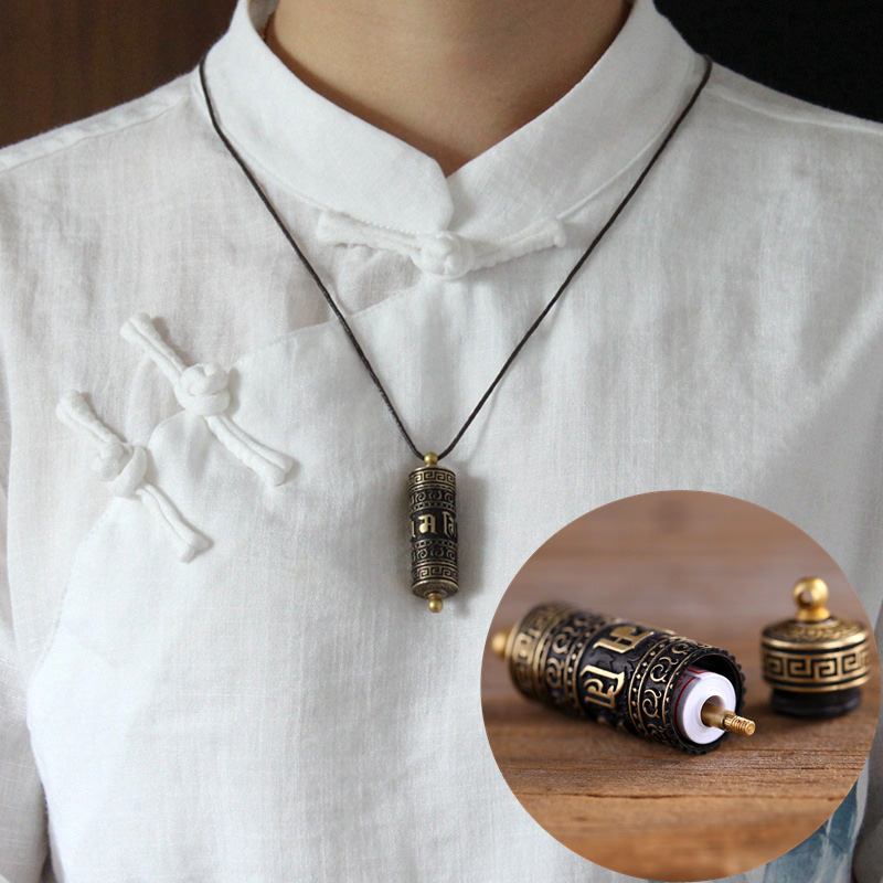 Tibet Buddhism Surangama Mantra Rotatable Pendants Necklace Sanskrit Amulet Prayer Wheel Men Women Fine Copper Storage Case Jewelry
Tibet Buddhism Surangama Mantra Rotatable Pendants Necklace Sanskrit Amulet Prayer Wheel Men Women Fine Copper Storage Case Jewelry