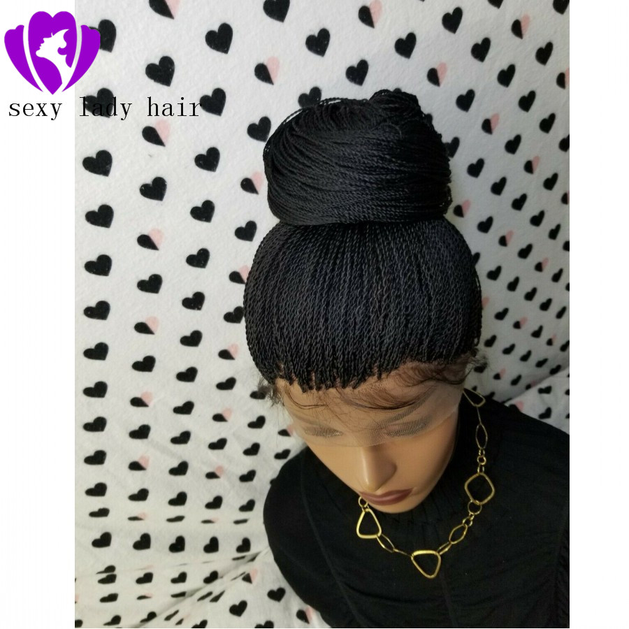 Natural Hairline Twist Braids Wig Braid Lace Front Wig for Black Women Full Handtied micro braided Wigs with Baby Hair
