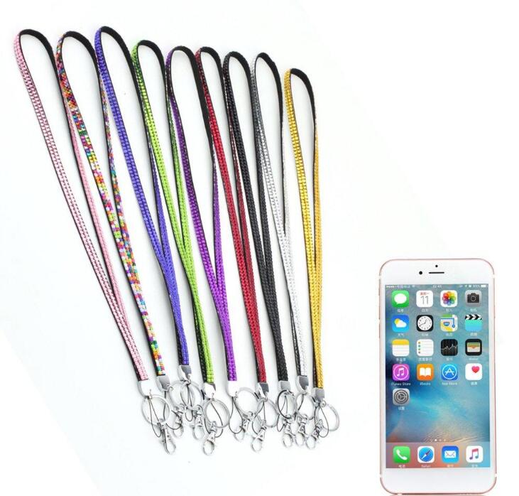 Candy Colors Rhinestone Neck Strap Crystal Lanyard With metal Clip Multi Color diamond Lanyard for iphone x 8 7 6 samsung cell pho