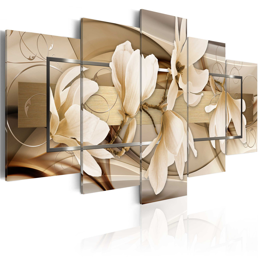 Fashion Wall Art Canvas Painting 5 Pieces Red Brown Purple Orchid Flower Modern Home Decoration,Choose Color And Size No Frame