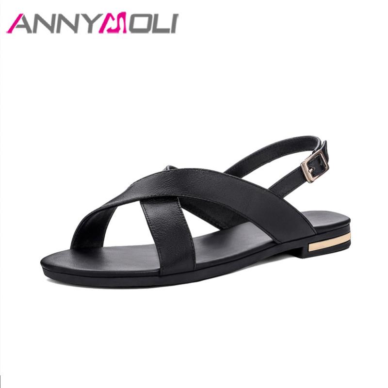 ANNYMOLI Women Flat Shoes Sandals Natural Genuine Leather Shoes Cross Tied Buck Strap Sandals Causal Open Toe Female Footwear 46, Black
ANNYMOLI Women Flat Shoes Sandals Natural Genuine Leather Shoes Cross Tied Buck Strap Sandals Causal Open Toe Female Footwear 46, Black