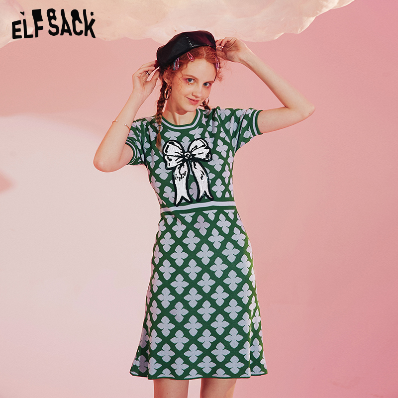 ELFSACK Blue Agryle Bow Sequin Embroidery Casual Knitted Mini Dress Women 2020 Summer ELF Vintage Korean Ladies Daily Dresses
ELFSACK Blue Agryle Bow Sequin Embroidery Casual Knitted Mini Dress Women 2020 Summer ELF Vintage Korean Ladies Daily Dresses