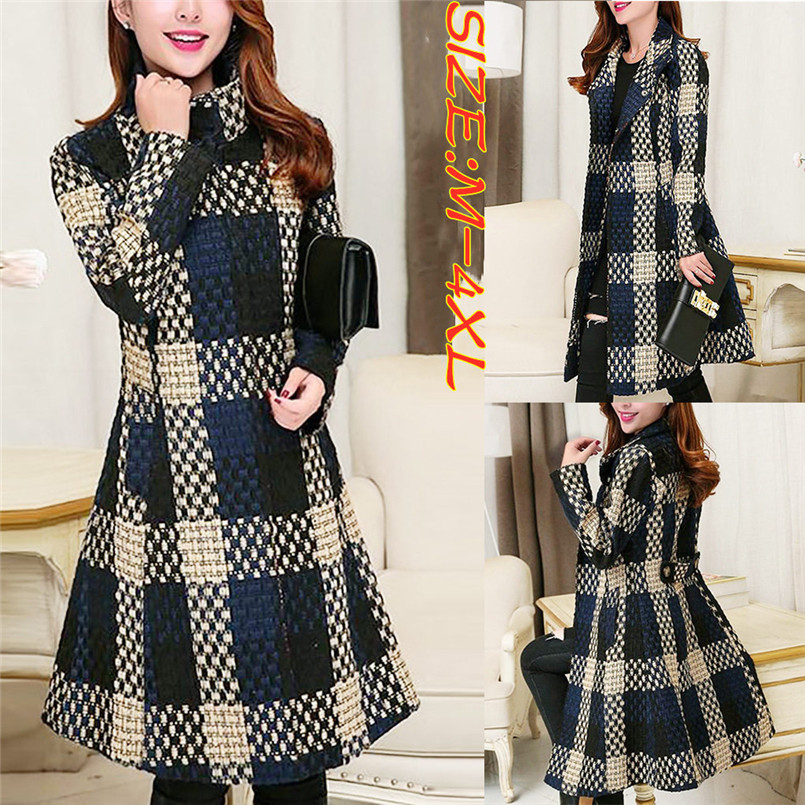 Women Wool Blend Female Long Autumn And Winter New Slim Large Size Tartan Woolen Overcoat manteau femmeoat manteau femme #4n20, Navy
Women Wool Blend Female Long Autumn And Winter New Slim Large Size Tartan Woolen Overcoat manteau femmeoat manteau femme #4n20, Navy