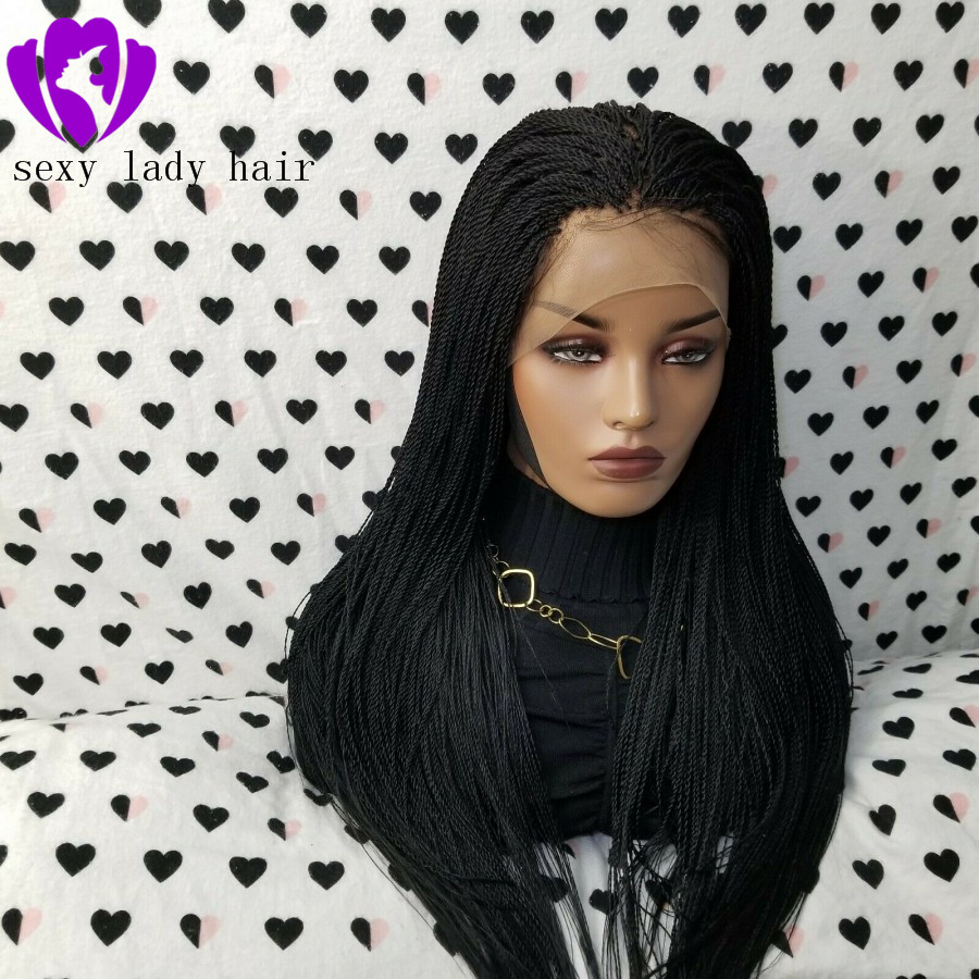 30inch long Synthetic Twist Braided Lace Front Wigs with baby hair Senegalese Twist Braids Wig for Black Women