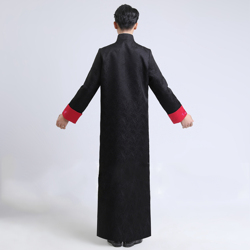 Traditional stand Collar Men ethnic Wedding clothing Bridegroom Embroidered ancient Chinese cheongsam male long gown Vestidos