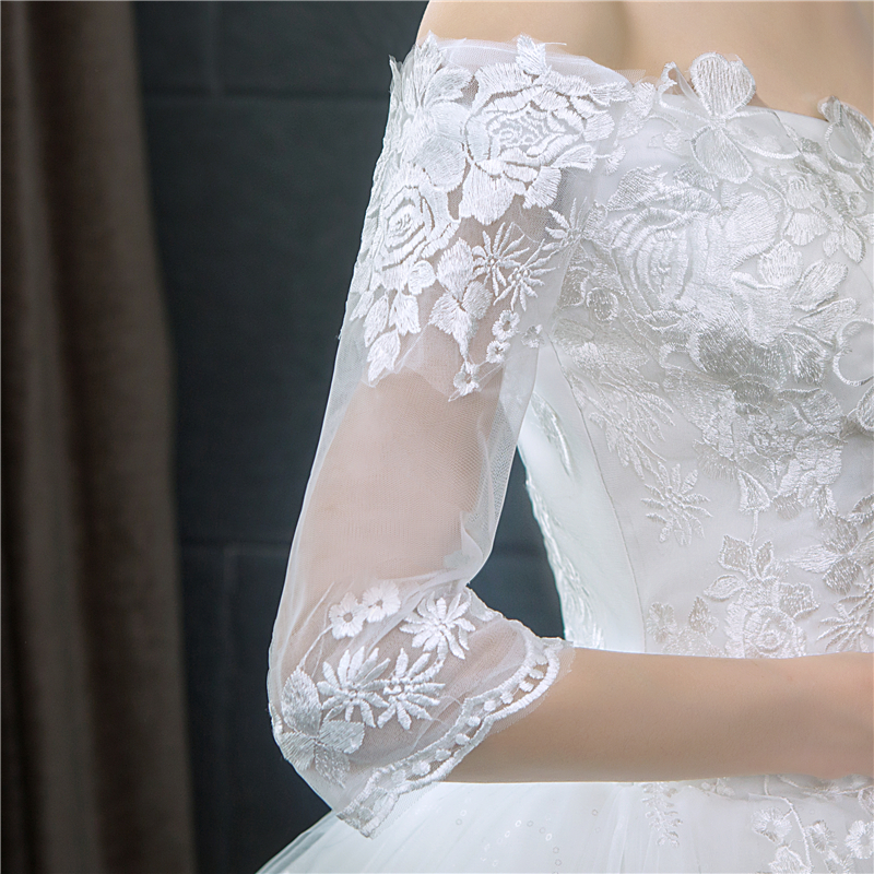 Half Sleeve Floral Print Ball Gown Wedding Dress 2020 New Fashion estidos de noivas