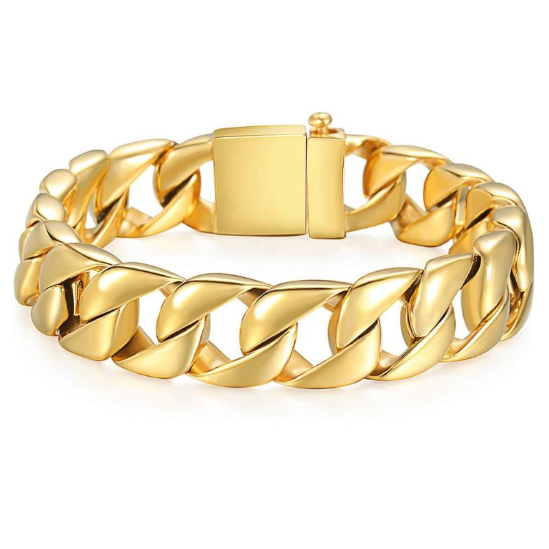 Davieslee Mens Bracelet 15mm Heavy 316L Stainless Steel Bracelet Gold Tone Round Curb Cuban For Boy Fashion Jewelry 8inch DHB123
Davieslee Mens Bracelet 15mm Heavy 316L Stainless Steel Bracelet Gold Tone Round Curb Cuban For Boy Fashion Jewelry 8inch DHB123